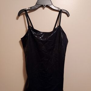 Balera 2 pc dancewear LA (12-14) black shiny set rn#64830 85%nylon 15%spandex